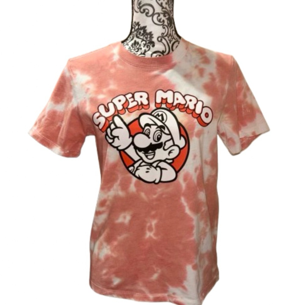 Super Mario Nintendo Boys Large Tie-Dye Graphic T-Shirt